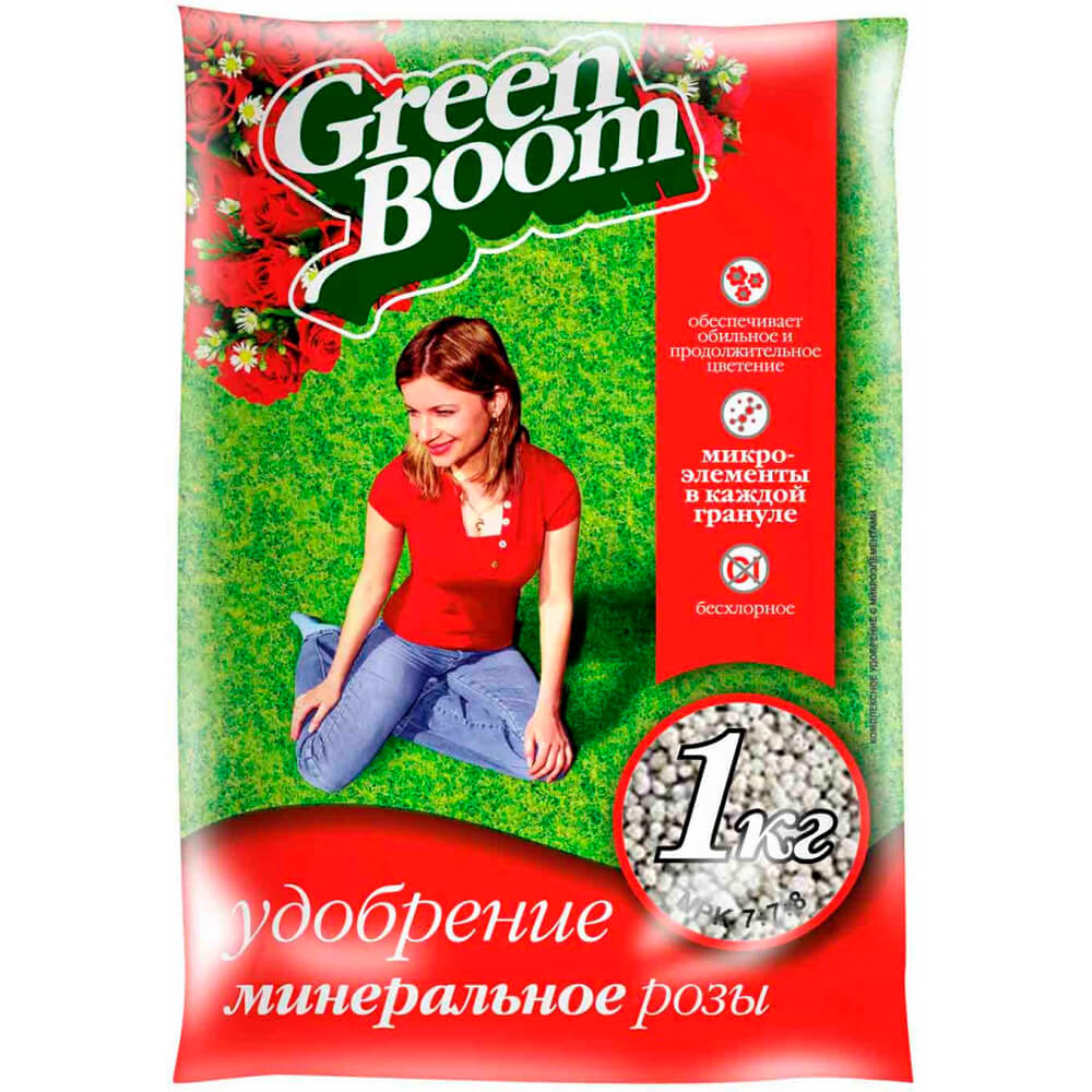 Удобрение цветочное минеральное гранулированное Green Boom для Роз 1кг