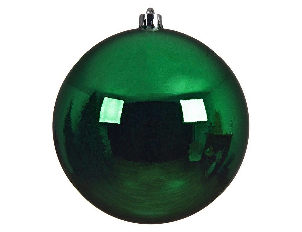 Пластиковый шар глянцевый, цвет: классический зелёный, 200 мм, Kaemingk