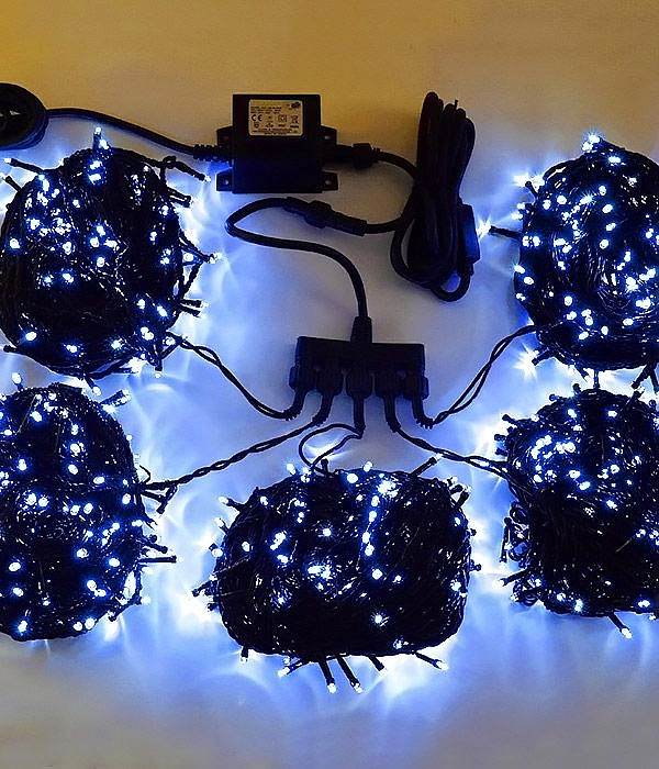 Комплект электрогирлянд на деревья 100м с 900 синими LED лампами, 24V, уличный, цвет синий