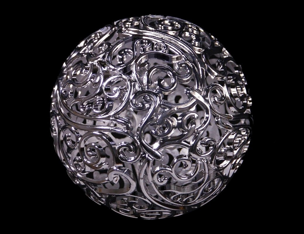 Шар АЖУРНЫЙ МЕТАЛЛИЗИРОВАННЫЙ, серебряный, 200 мм, Морозко